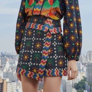 FARM Rio (S) Black Macaw Night Mini Skirt NWT